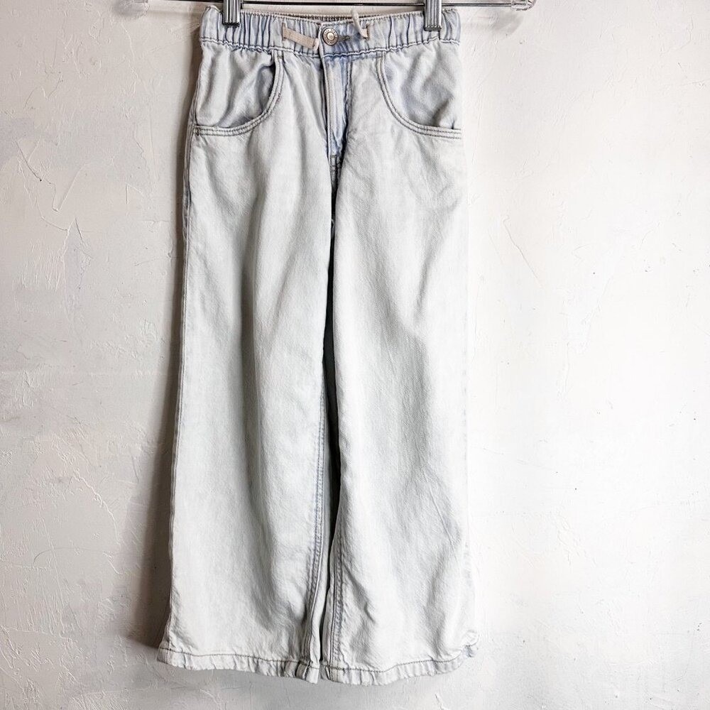 Zara Girls 6 High Rise Wide Leg Jeans Light Wash School Walking Boho